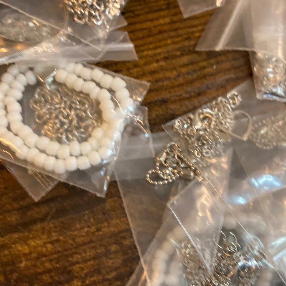 Assorted Silver Tone Anklet Lot Bulk Ankle Bracelet Set Hearts Butterfly Beaded